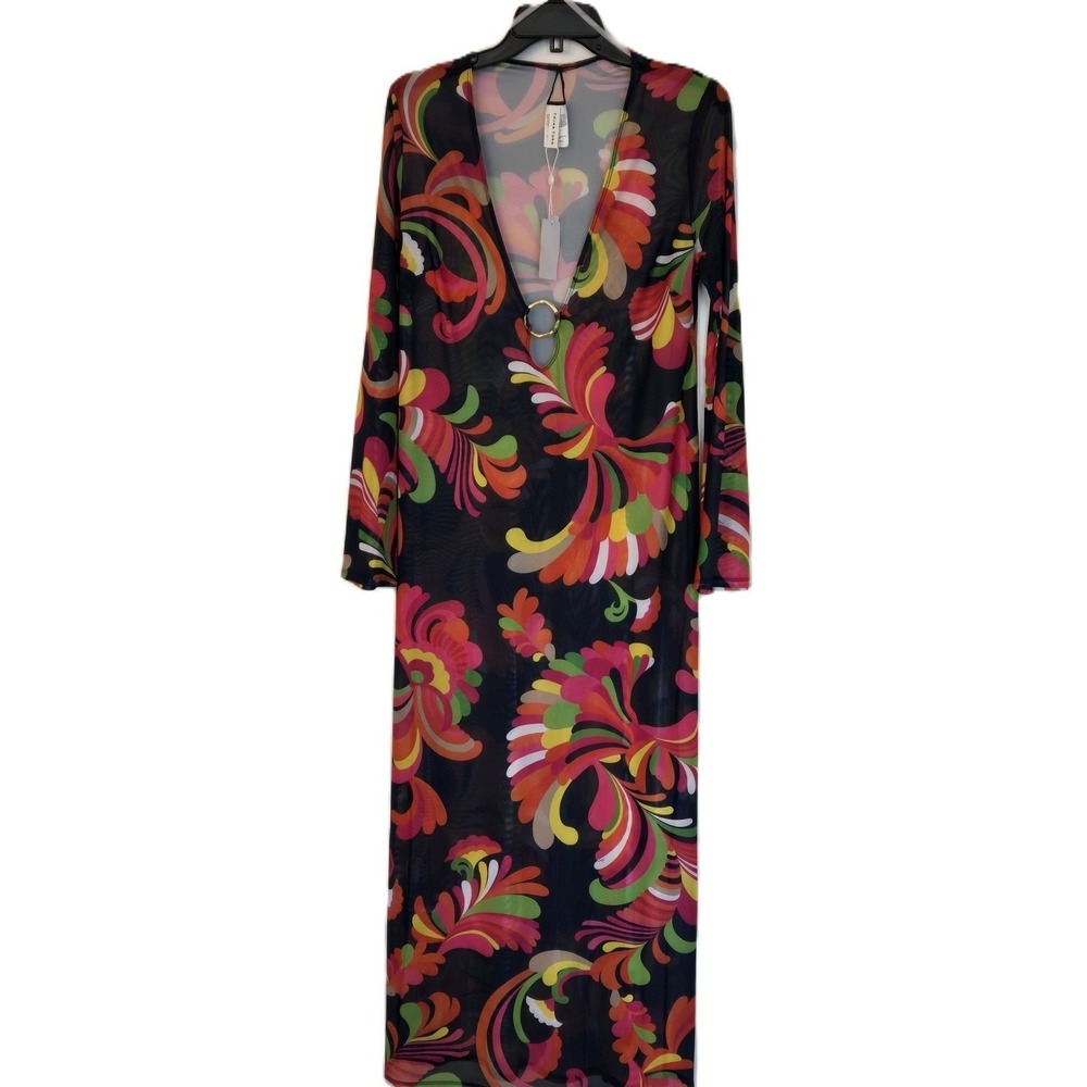 Trina Turk Sheer Abstract Print‎ Swimsuit Cover-Up Dress Multicolor Resortwear - Picture 4 of 13
